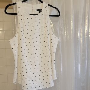 Banana Republic Ivory Sleeveless Blouse with Tiny Bees